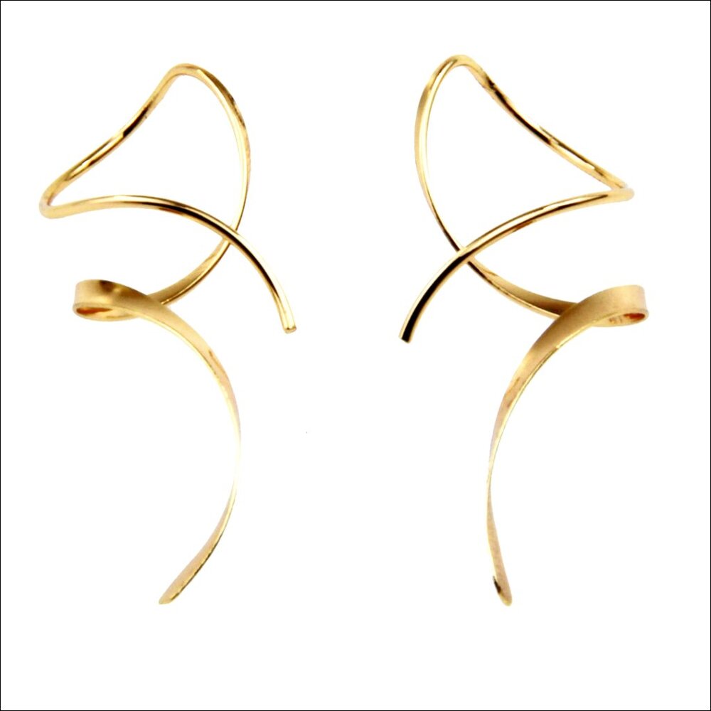14K Gold Spiral Threader Dangle Earrings Handmade Adjustable Length